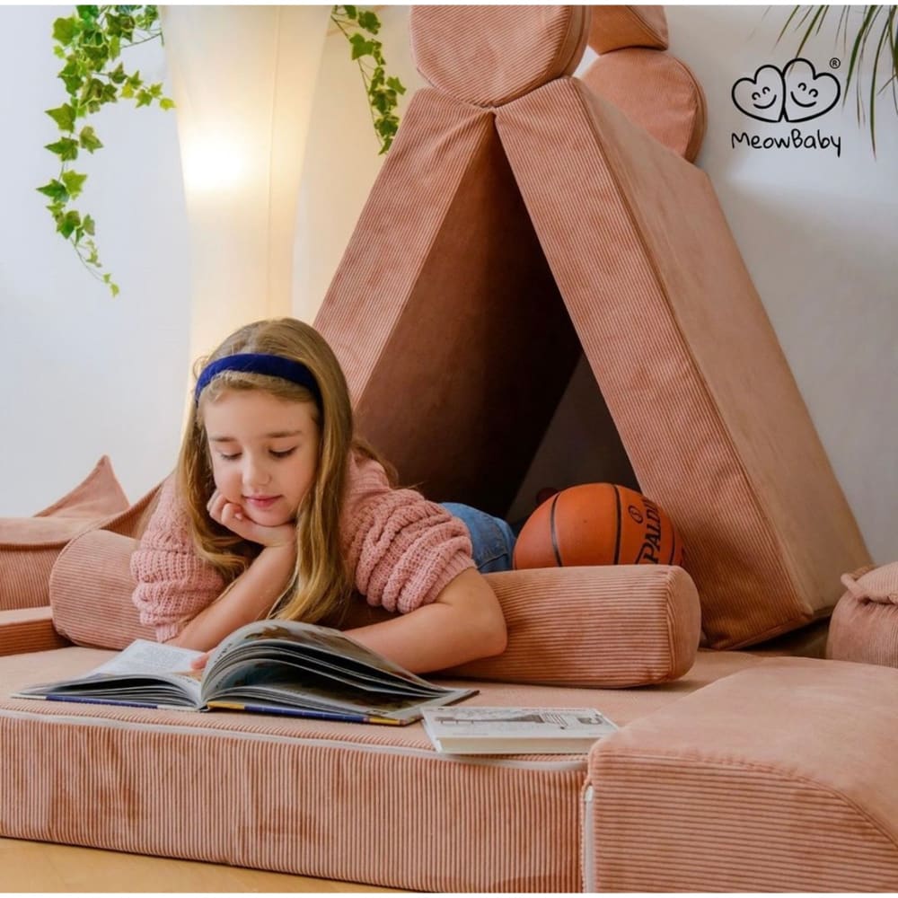 Canapé enfant 8 modules 160 cm velours côtelé fin, brique - Maisons du Monde