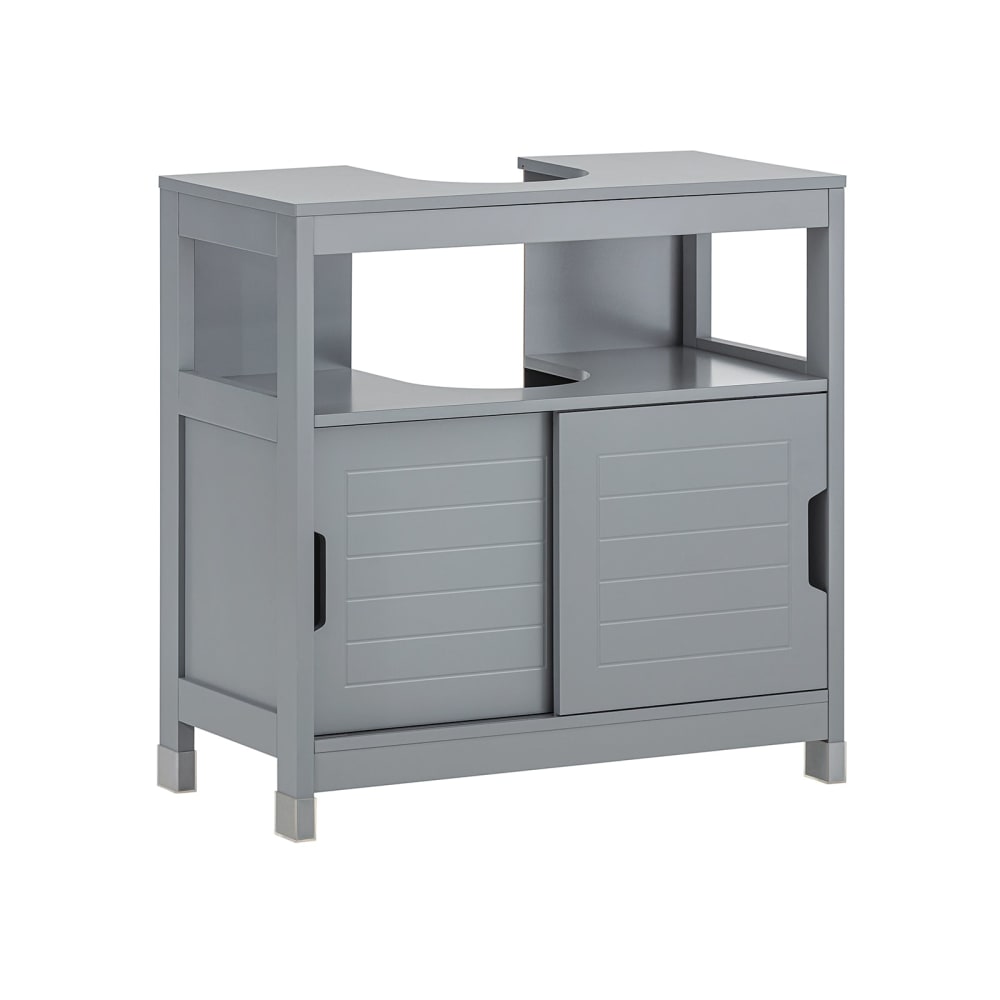 Meuble sous lavabo 2 portes effet bois couleur gris