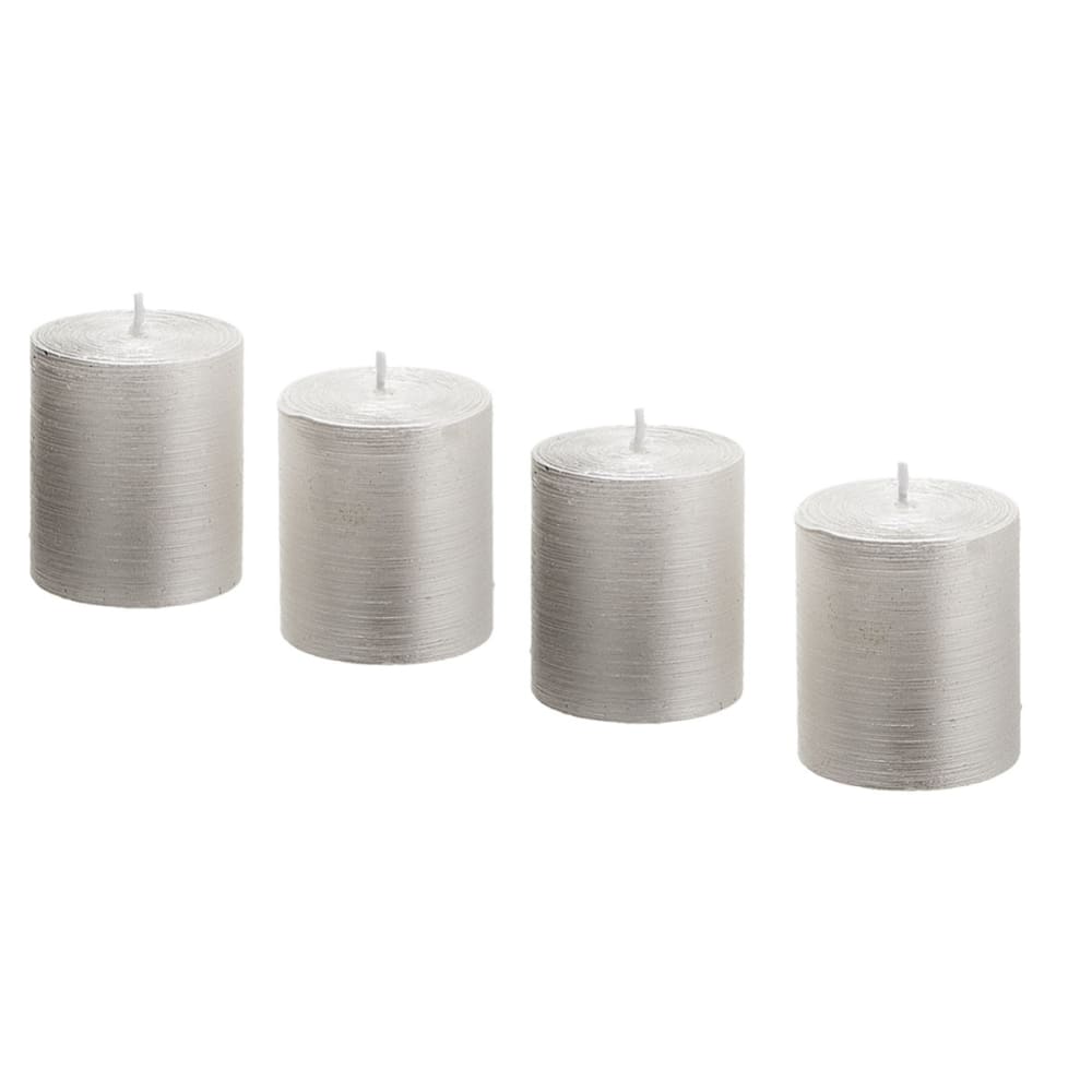 Sia Deco Set mit 4 zylindrischen Kerzen H5, Weiß style modern Weiß Wachs