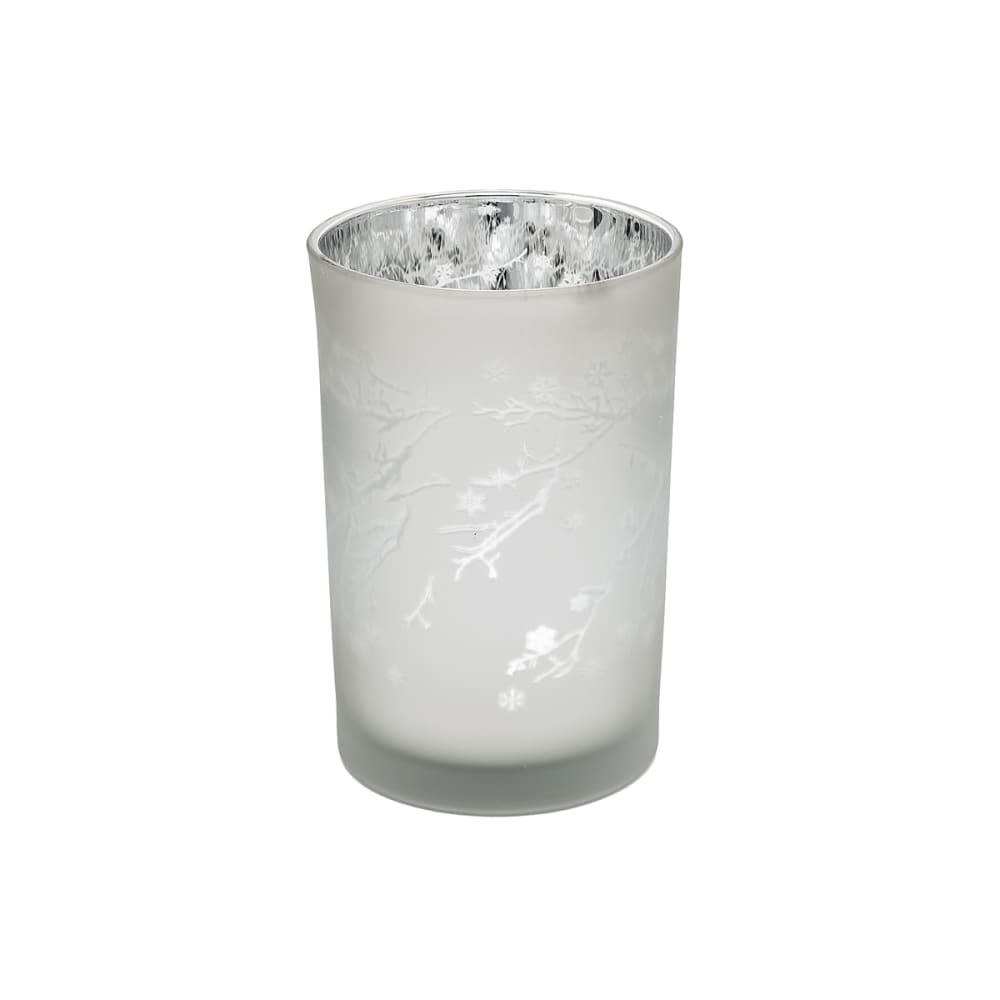 Dekoratives Windlicht aus Glas H18, Silber und Grau - Maisons Du
