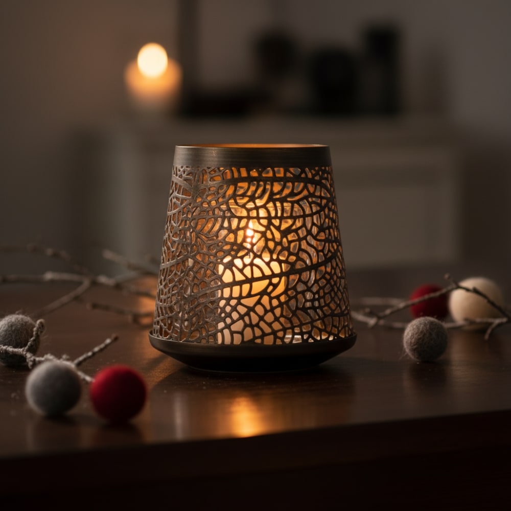 Lanterne décorative en fer marron et doré H10 - Maisons du Monde