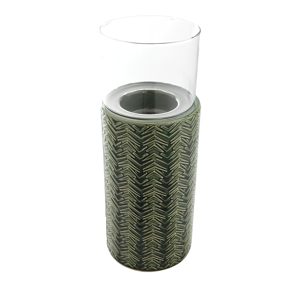 Sia Deco Dekoratives Windlicht aus Steinzeug H29, Grün style modern Grün Keramik