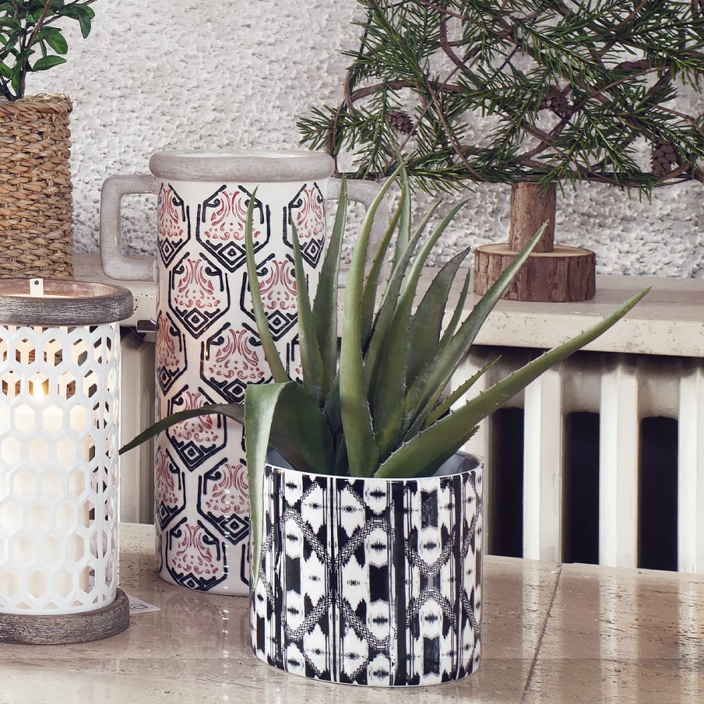 Cache-pot décoratif en fer noir et blanc h12 — vue 3