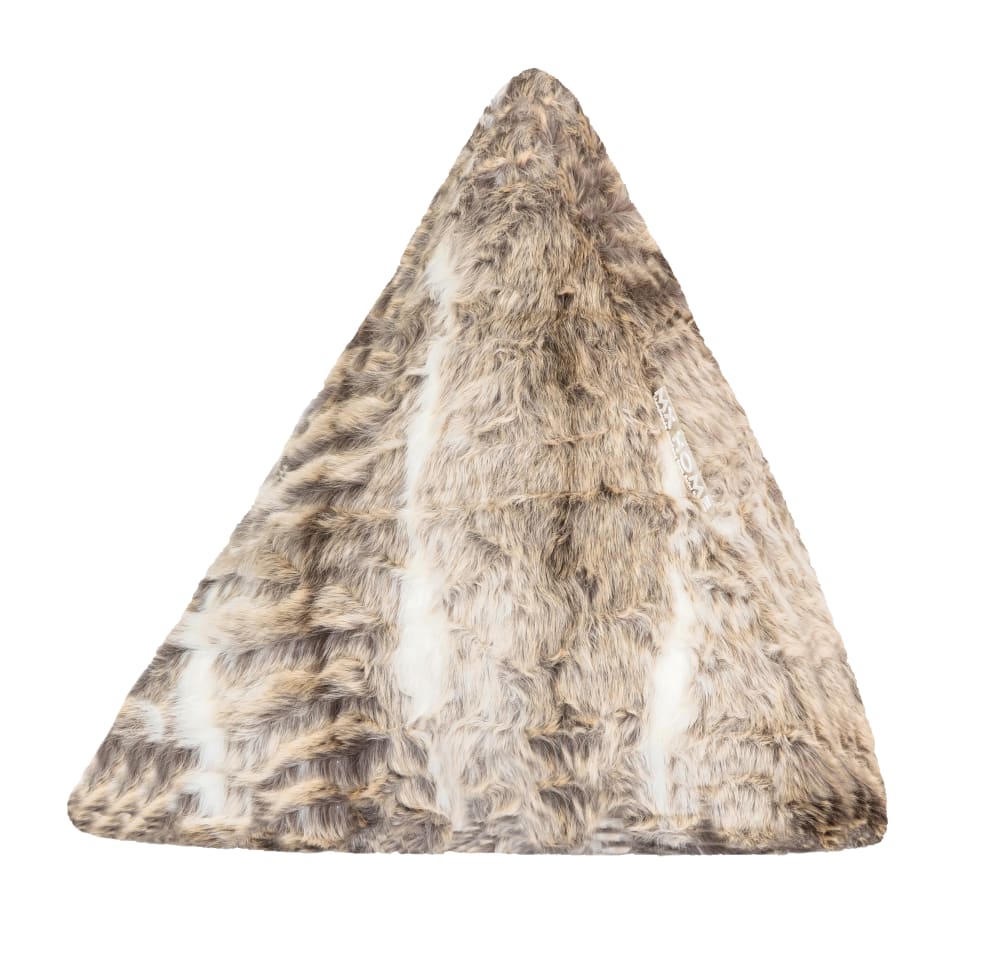 Coussin pyramide en fausse fourrure marron clair
