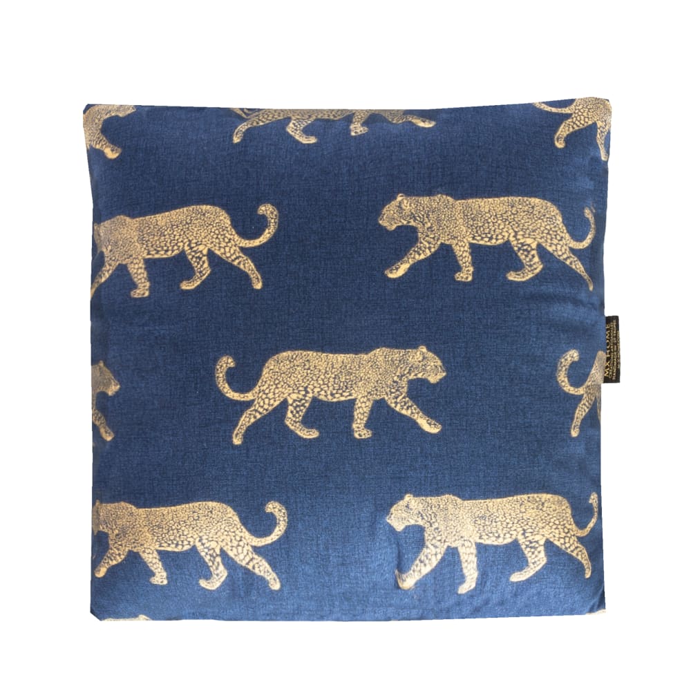 MX HOME Kissen aus cyanblauer Baumwolle mit Tigermuster Gold style classic chic - Stoff