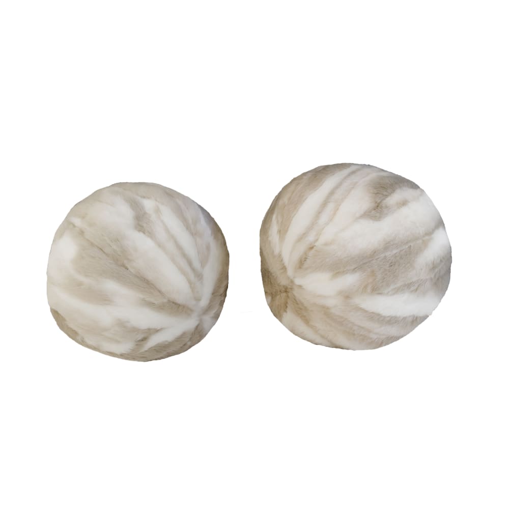 MX HOME Ballkissen aus beigem und weißem Kunstpelz style classic chic - Webpelz