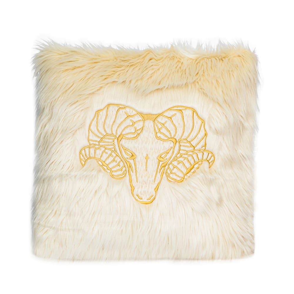 MX HOME Besticktes Kissen aus weißem Kunstpelz style classic chic - Webpelz