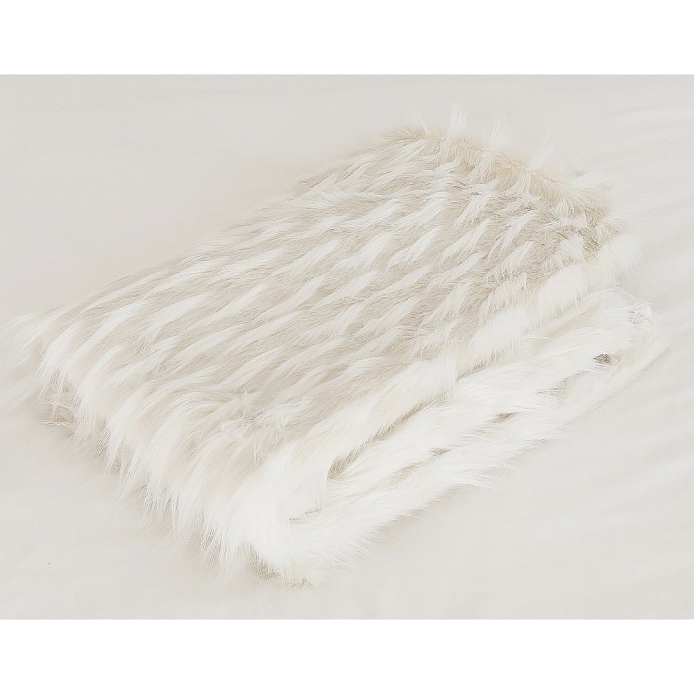 Plaid en fausse fourrure blanche et beige - Maisons du Monde