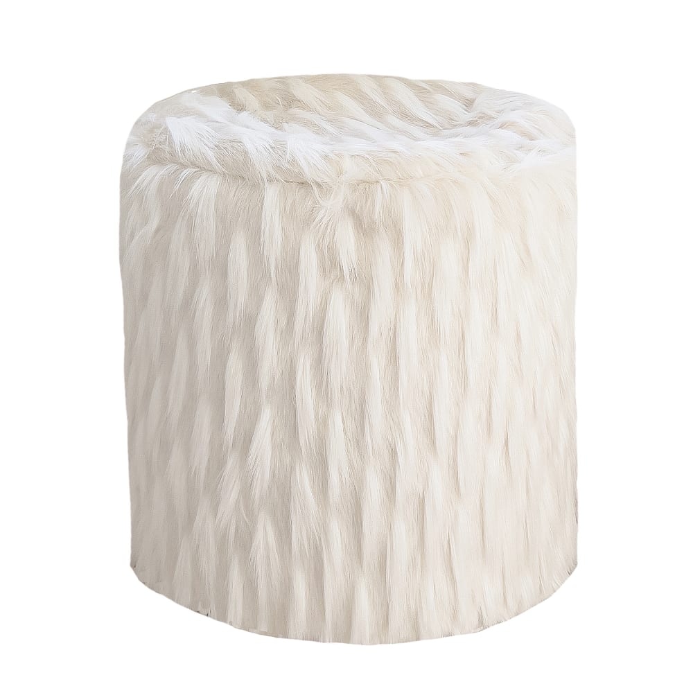 Pouf en fausse fourrure - blanche