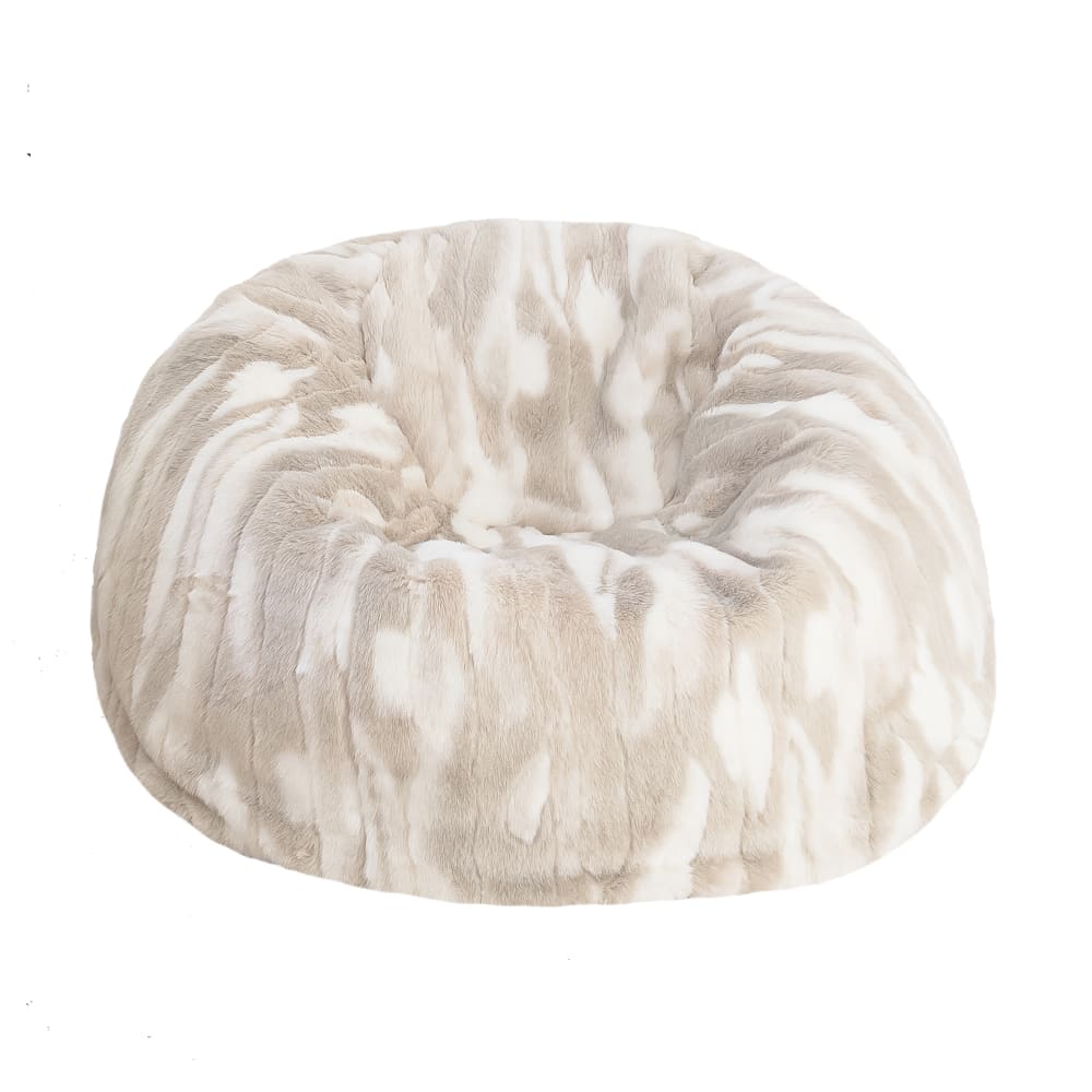 Pouf en fausse fourrure - blanche