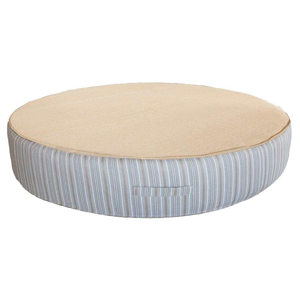 Lit bain de soleil extérieur en mousse rond effet raphia rayé