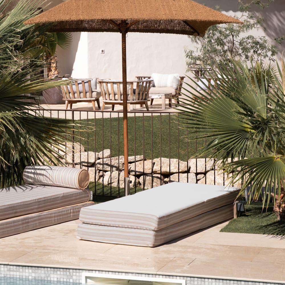 Matelas extérieur réversible recto rayé & verso blanc - simple - Maisons du Monde