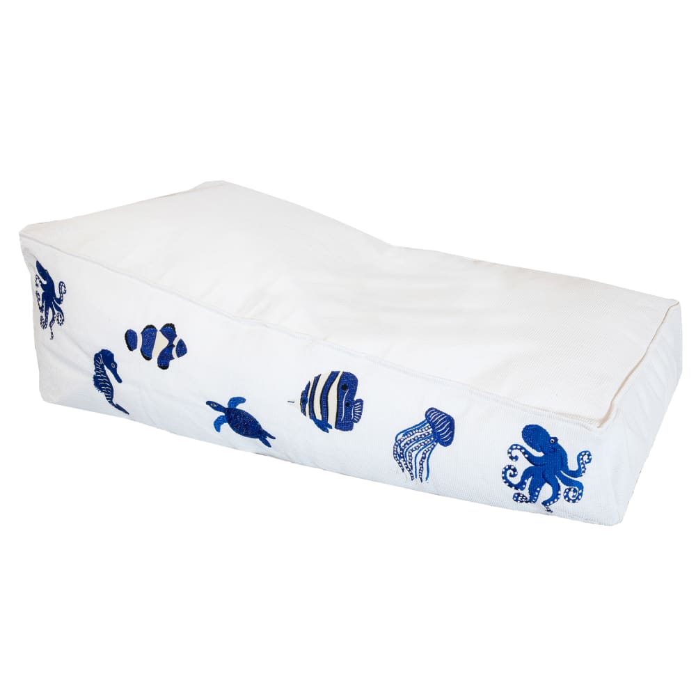 Bain de soleil extérieur flottant déhoussable broderie poisson marine