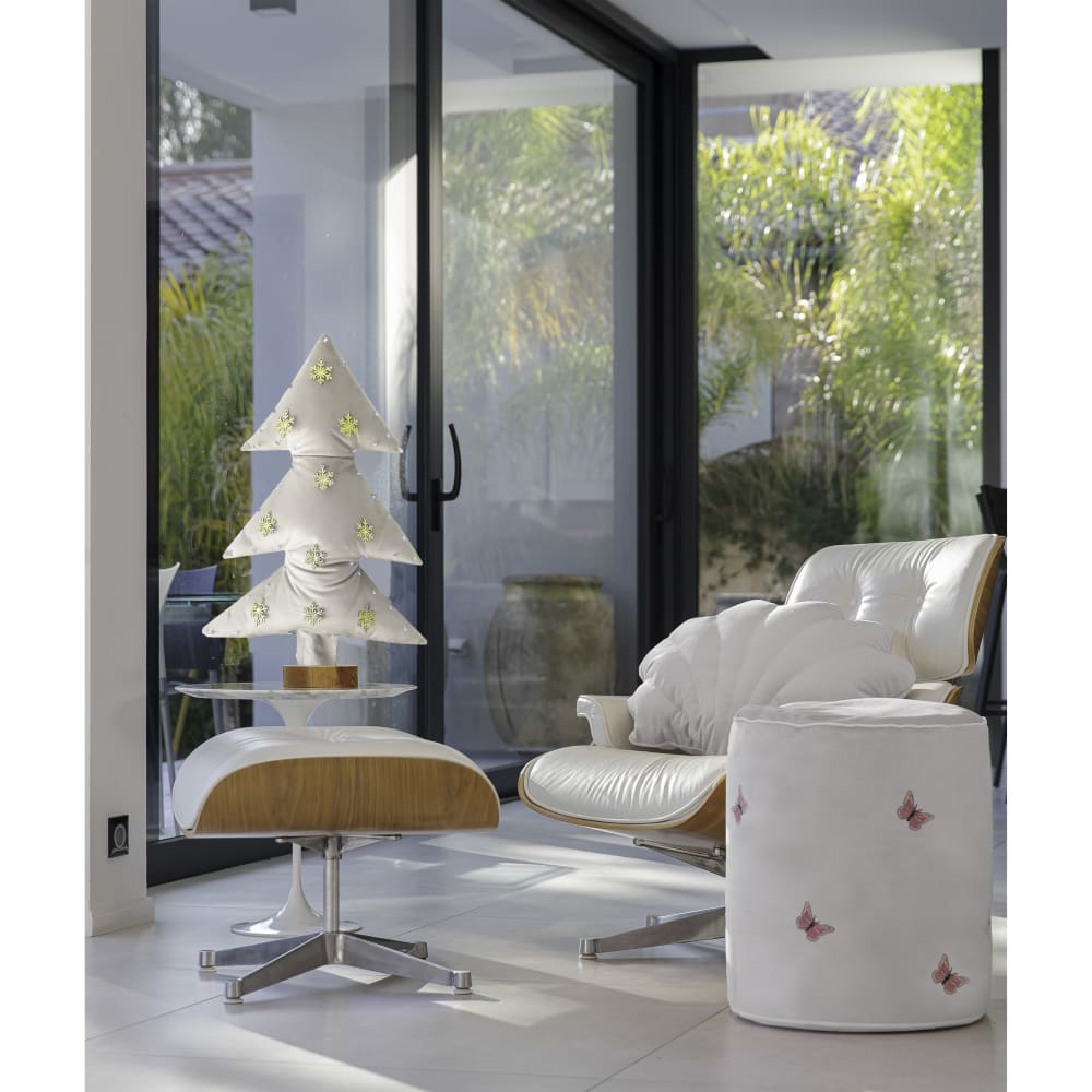 Sapin de noël artificiel lumineux - velours blanc avec flocons 150cm - Maisons du Monde