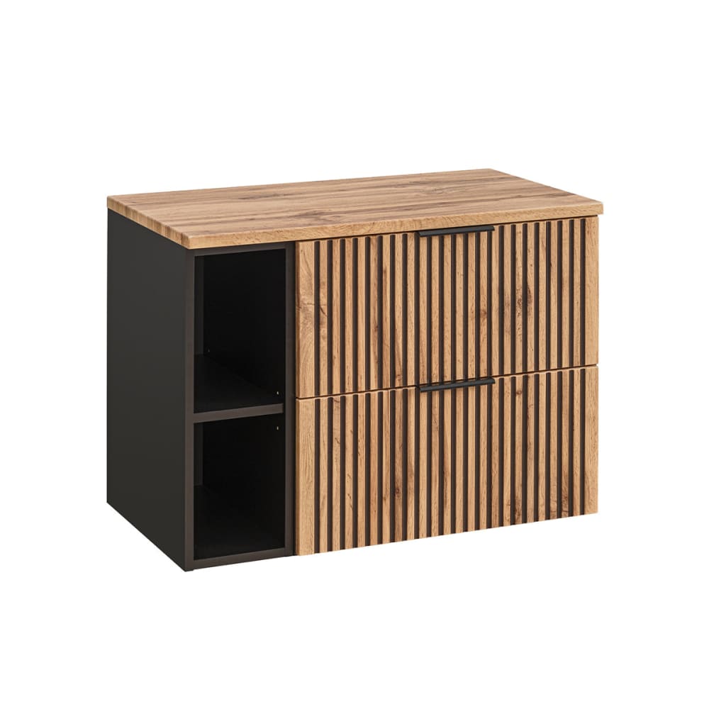 Meuble sous-vasque 80cm 2 niches panneaux mélaminé et mdf noir Meuble sous-vasque 80cm 2 niches panneaux mélaminé et mdf noir