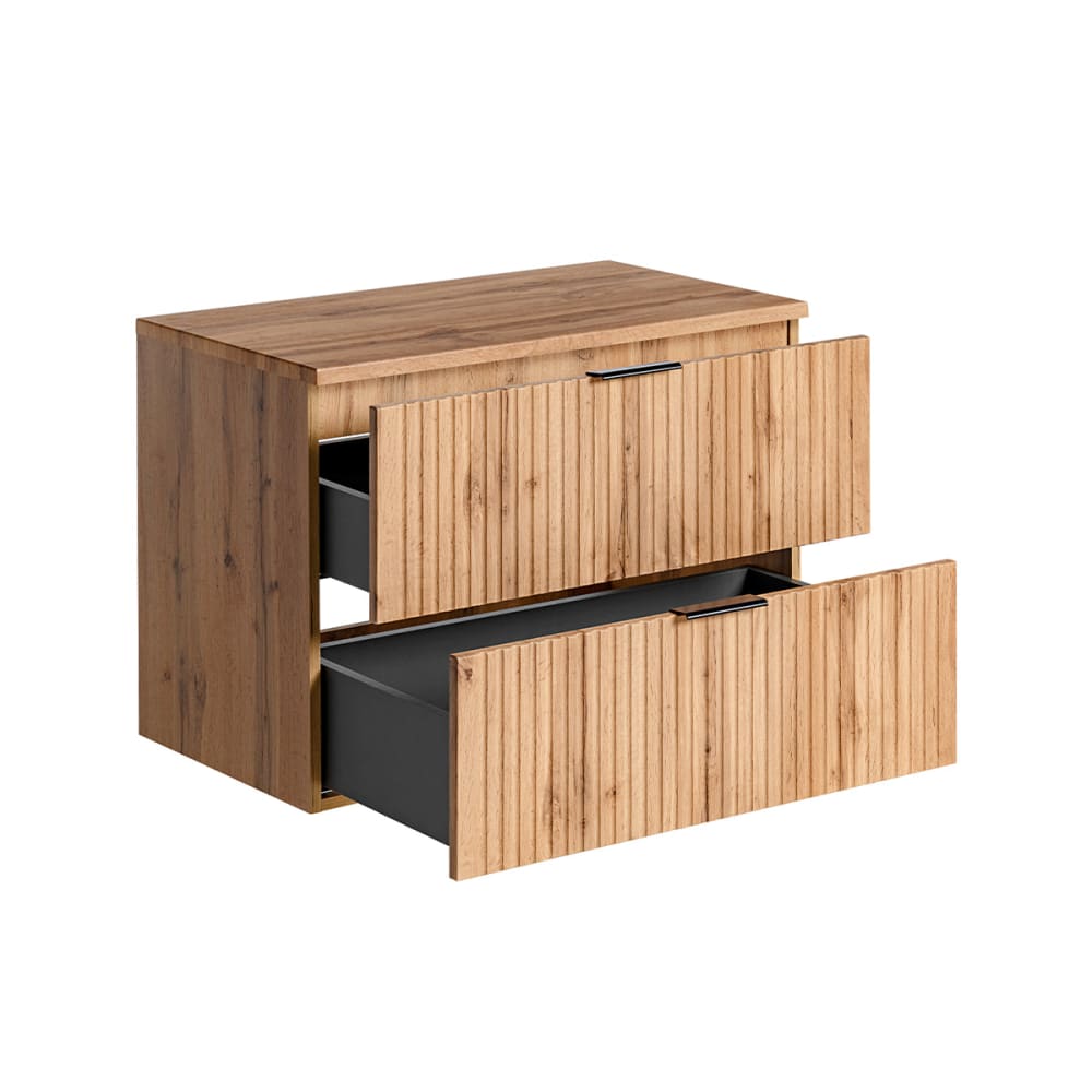 Meuble sous-vasque 80cm plan panneaux mélaminé et mdf marron - Maisons du Monde