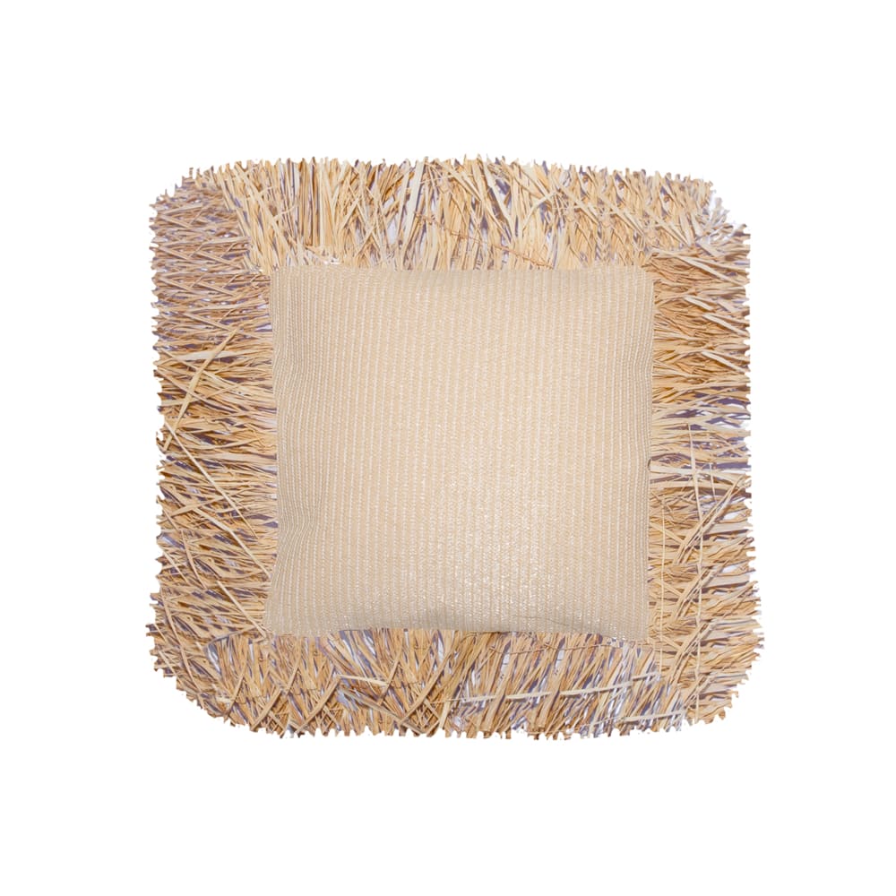 Coussin extérieur carré raphia à frange