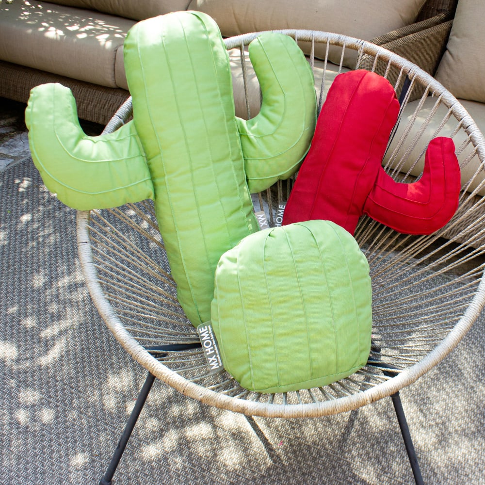 Lot de 3 coussins extérieur cactus vert et rouge - Maisons du Monde