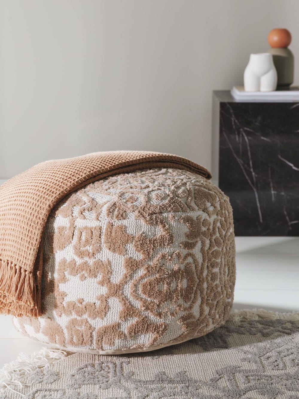 Pouf beige 55x55x30
