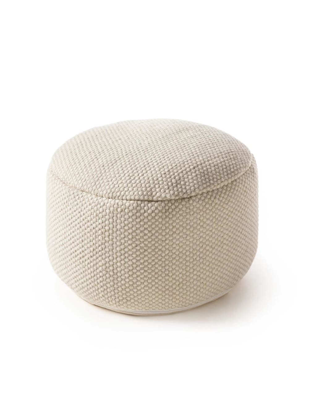 Pouf en laine fait main blanc 55x55x30 — Beyit