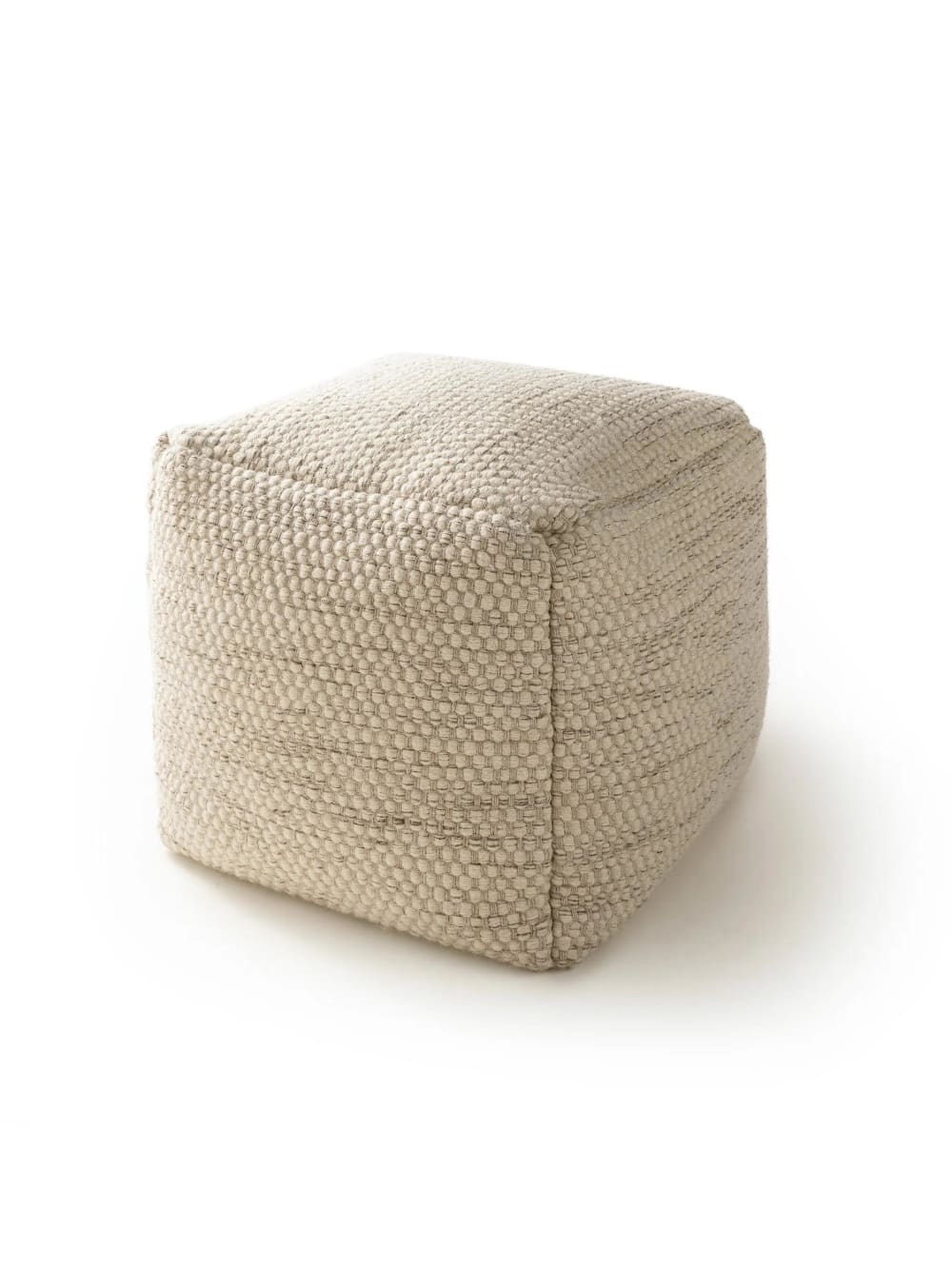 Pouf en laine fait main crème 45x45x45 — Beyit