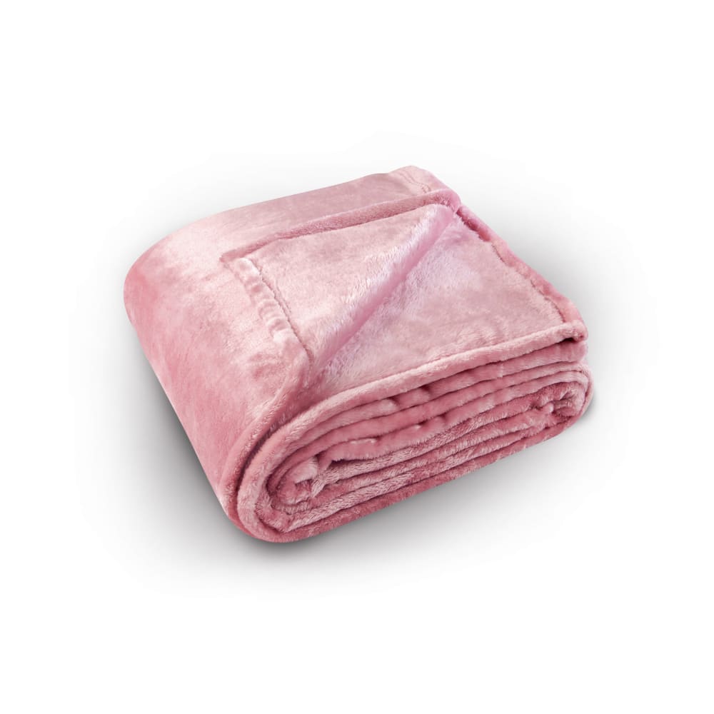 Couverture polaire unie ''pilonga'' polyester rose clair 240x220 cm