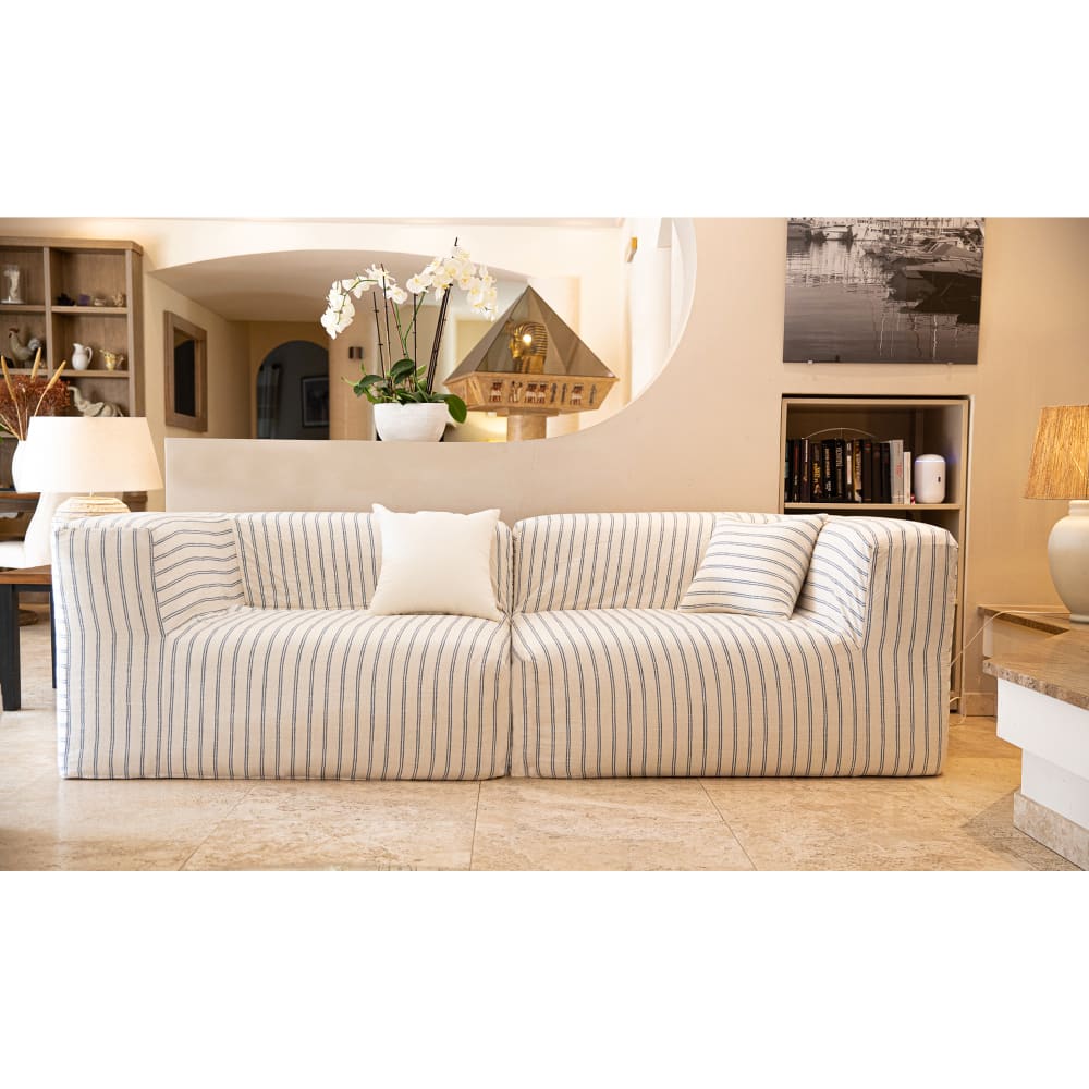 Canapé modulable - déhoussable 3 places - lin rayé - Maisons du Monde