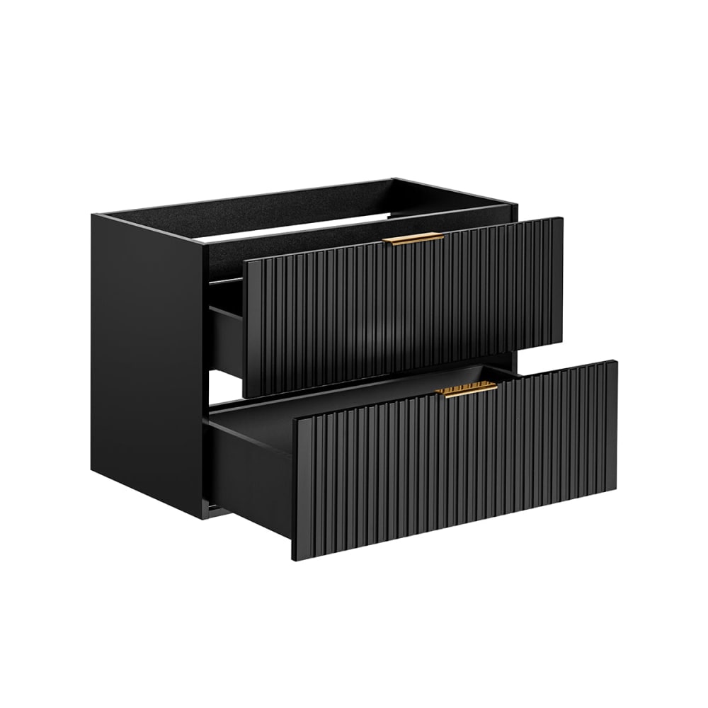 Waschtischunterschrank 80cm Schwarz Melamin Mattschwarz - Maisons