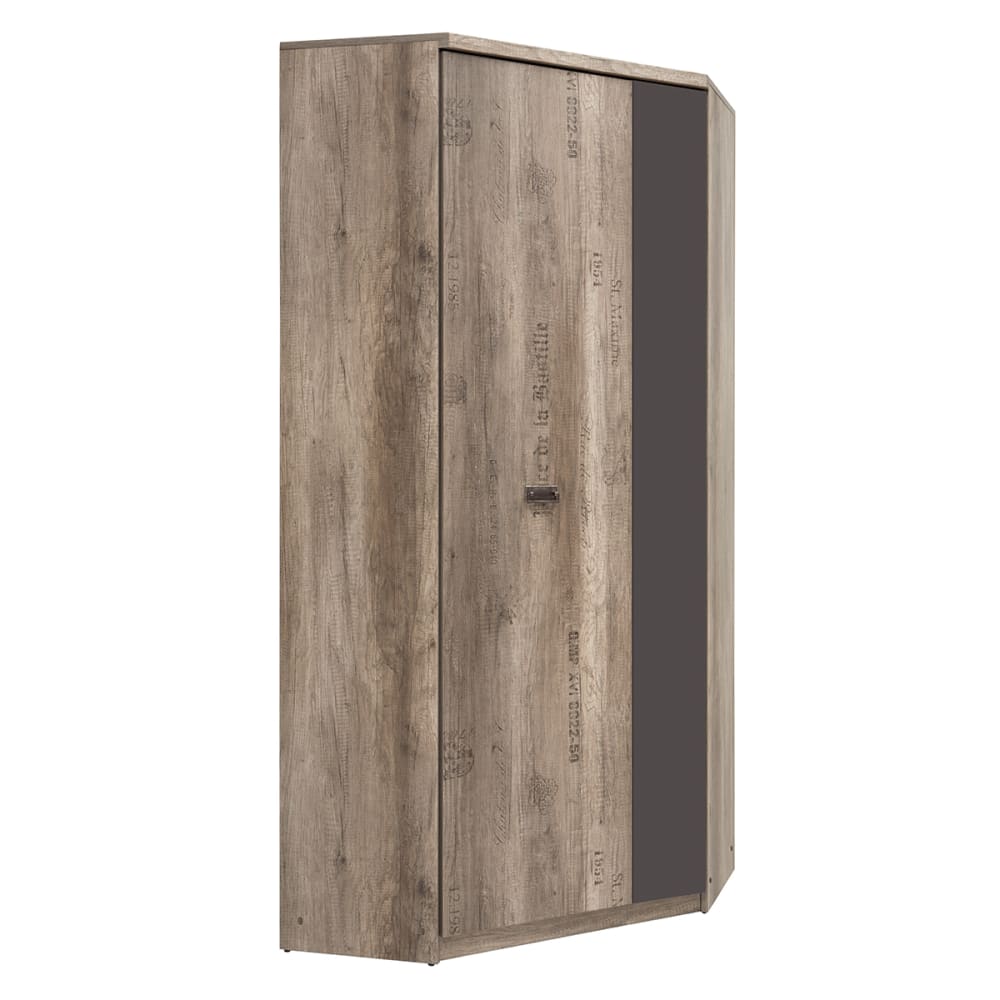 Armoire d'angle 2 portes stratifiés beige et gris