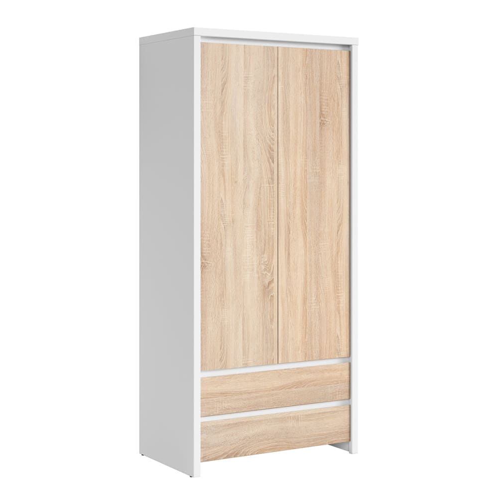 Petits meubles Schrank 2 Türen 2 Schubladen Spanplatten Holz und Weiß Weiß Spanplatte