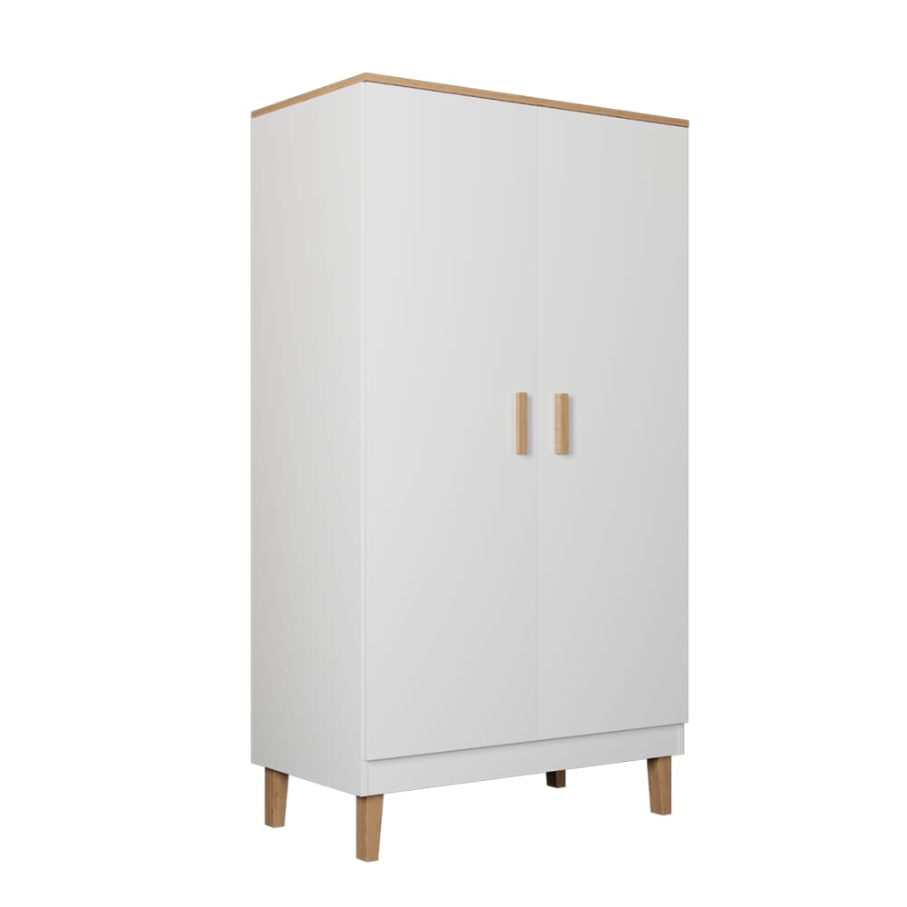 Petits meubles 2-türiger Kleiderschrank Platten Weiß Weiß Spanplatte