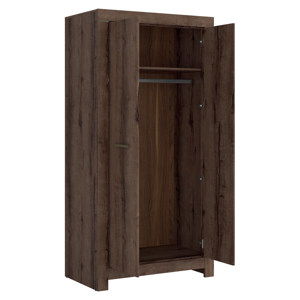 2-türiger Kleiderschrank Spanplatten Dunkles Holz - Maisons Du