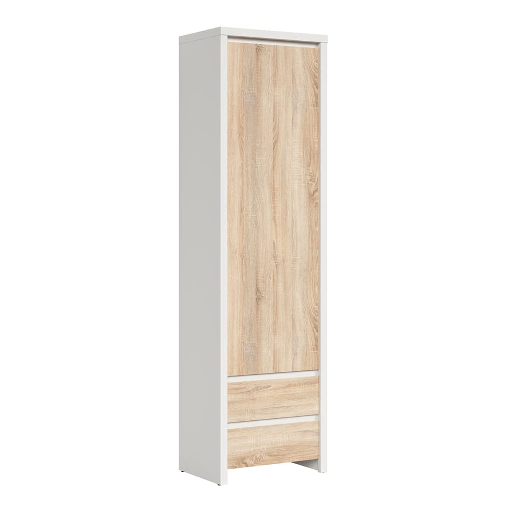 Petits meubles Säulenschrank 1 Tür 2 Schubladen Spanplatten Holz und Weiß Weiß Spanplatte