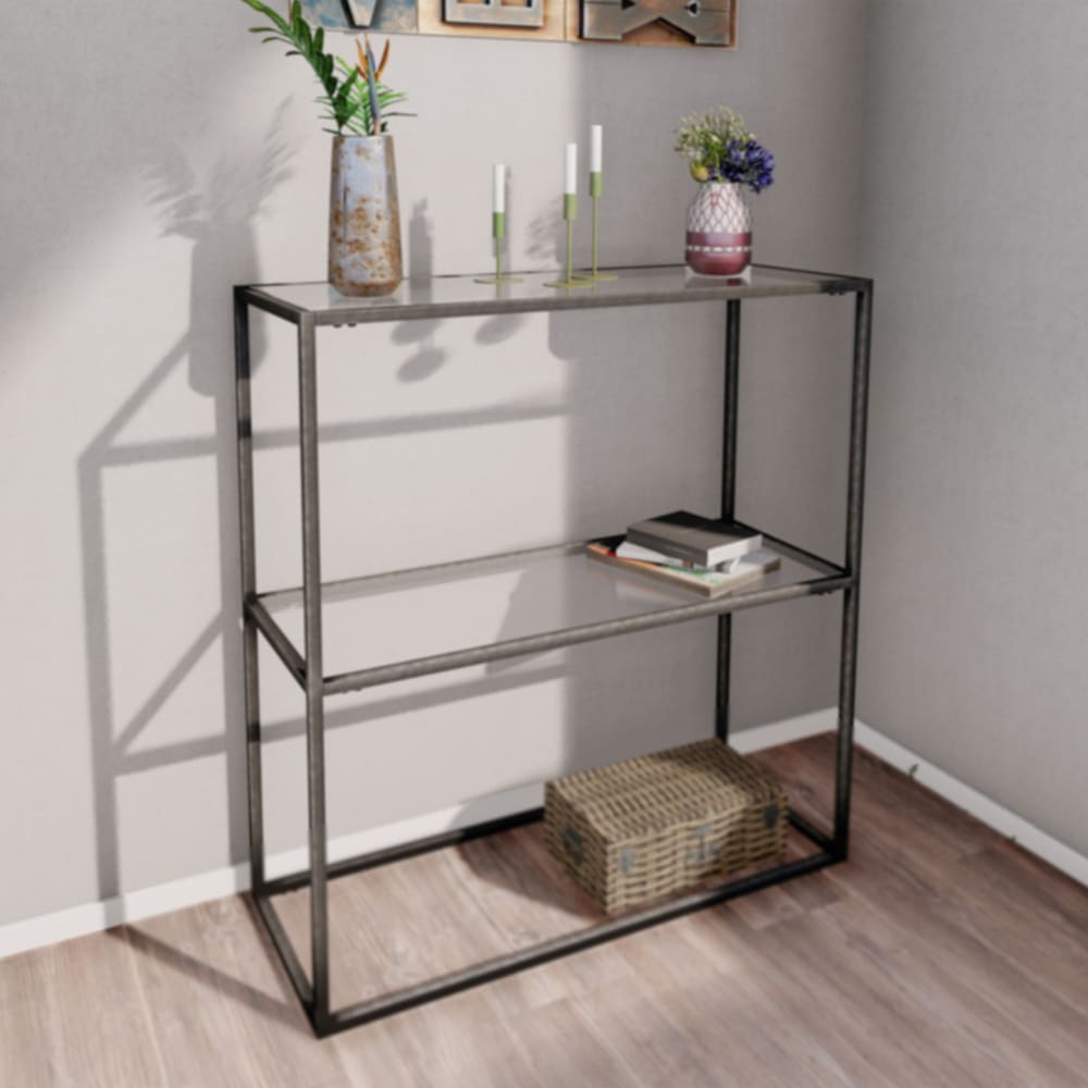 Konsolentisch aus Metall und Glas 85 x 80 x 30 cm, in Schwarz -