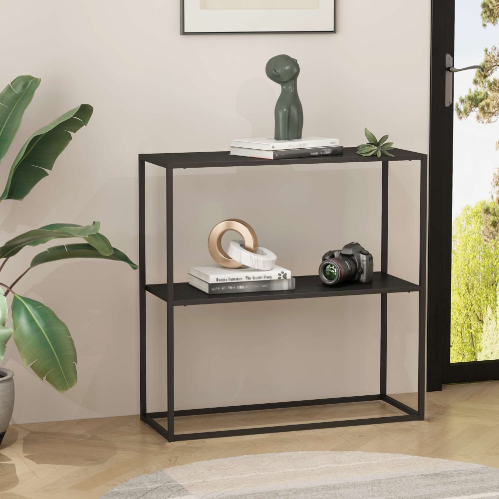 Konsolentisch aus Metall 80 x 80 x 26 cm, in Schwarz - Maisons Du