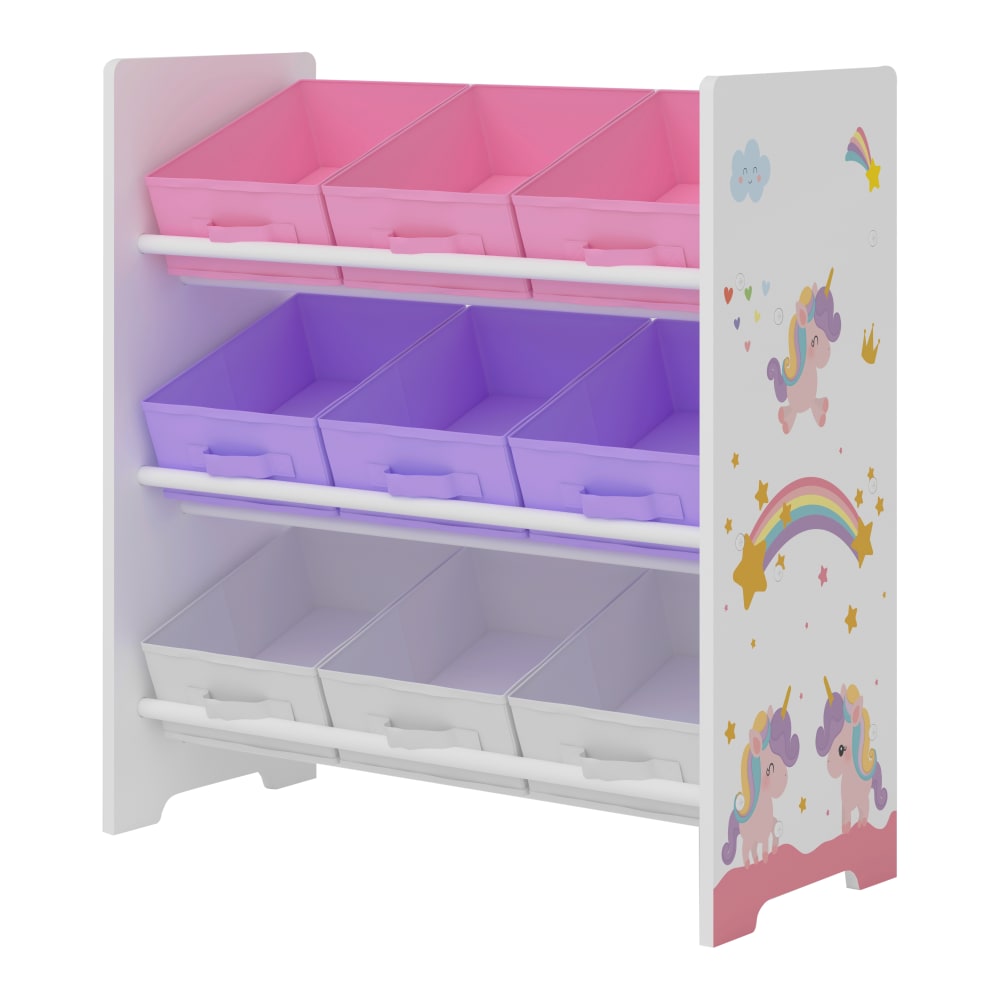 en casa Kinderregal mit Boxen in Holzoptik 60 x 62 x 30 cm, Weiß Lila Rosa MEHRFARBIG SPANPLATTE Kinder