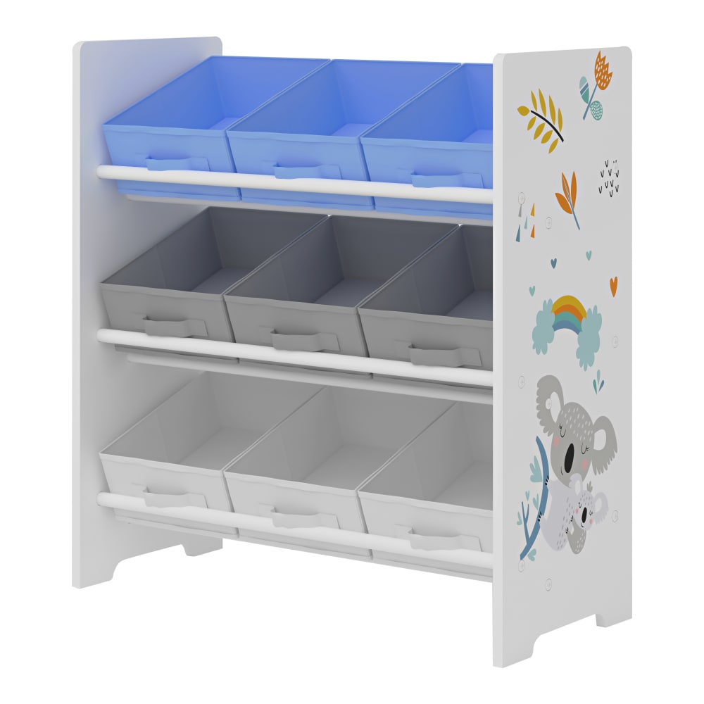 en casa Kinderregal mit Boxen in Holzoptik 60 x 62 x 30 cm, Weiß Grau Blau MEHRFARBIG SPANPLATTE Kinder