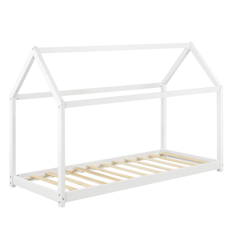 en casa Hausbett für Kinder aus Kiefernholz 80 x 160 cm, Weiß Weiß Baby