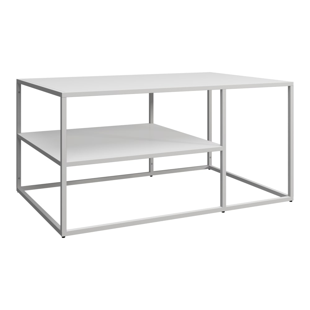 en casa Couchtisch mit Ablage aus Metall 45 x 90 x 60 cm, in Weiß Weiß Stahl