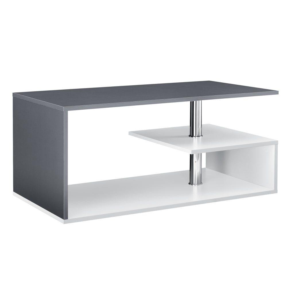 en casa Couchtisch in Holzoptik 41 x 90 x 50 cm, in Weiß und Dunkelgrau - Spanplatte
