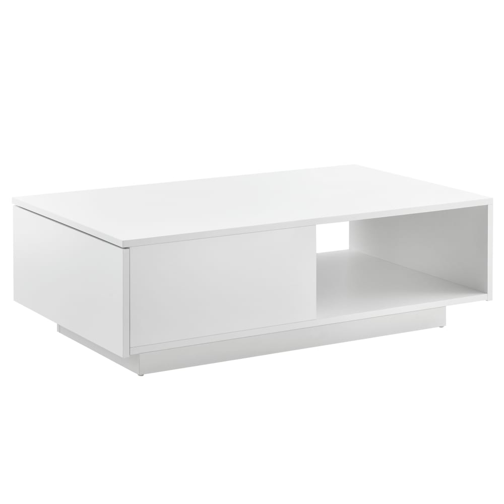 en casa Couchtisch mit Schublade in Holzoptik 31 x 95 x 55 cm, Weiß Weiß Spanplatte