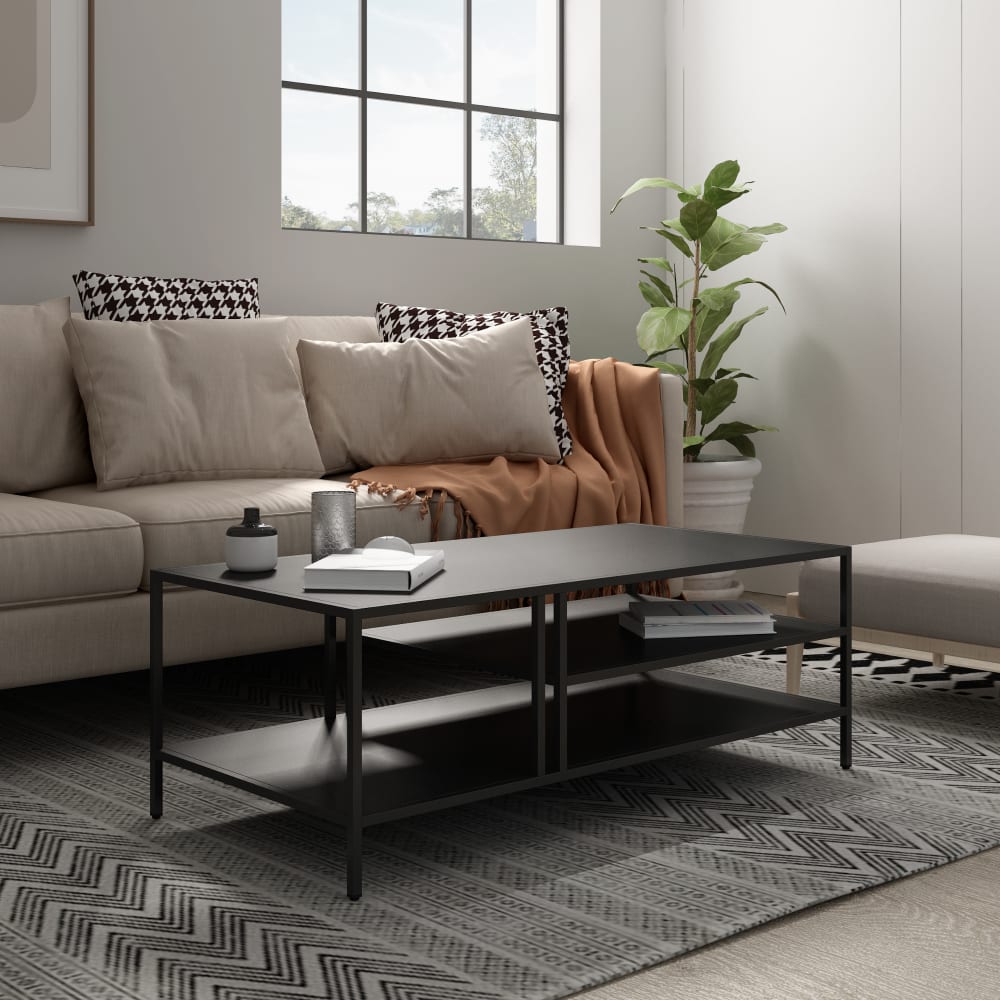 Couchtisch aus Metall 40 x 110 x 55 cm, in Schwarz - Maisons Du