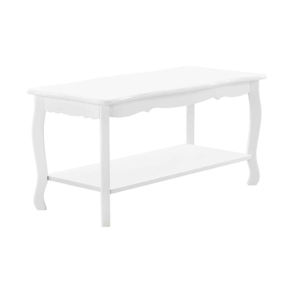 en casa Couchtisch mit Ablage in Holzoptik 42 x 88 x 40 cm, Weiß Weiß Spanplatte