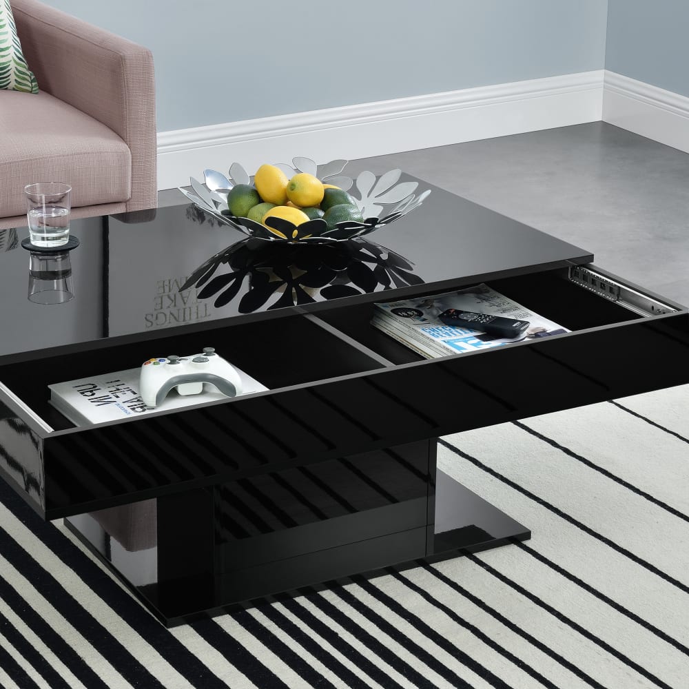 Couchtisch in Holzoptik 40 x 110 x 60 cm, Schwarz - Maisons Du