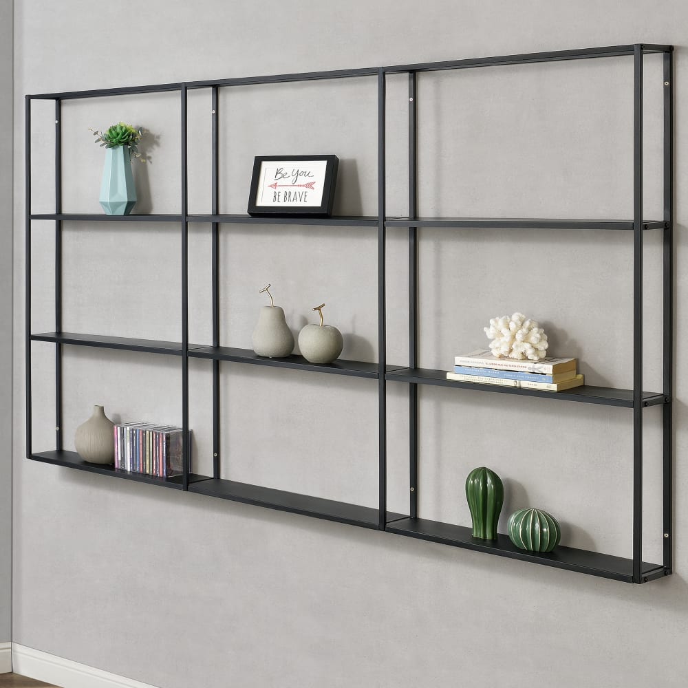 Wandregal aus Metall 110 x 160 x 18 cm, in Schwarz - Maisons Du