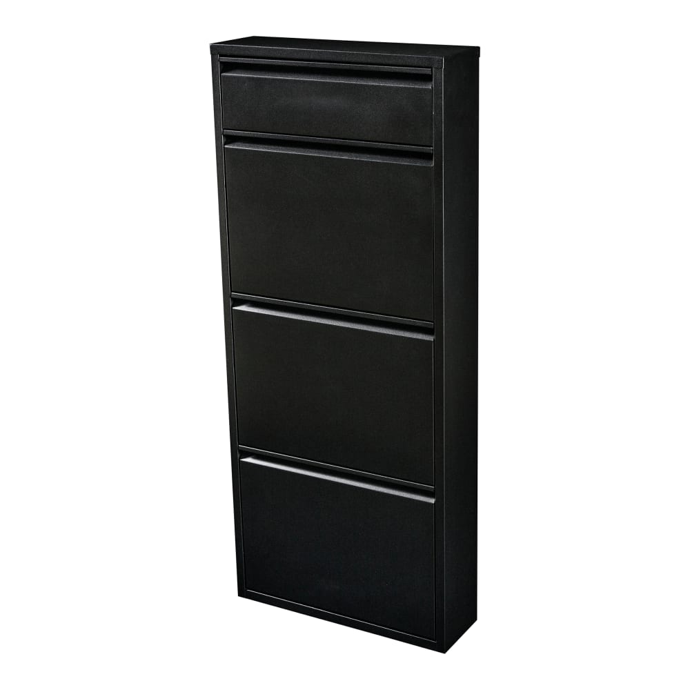 en casa Schuhschrank aus Metall 118 x 50 x 15 cm, in Schwarz Schwarz Metall