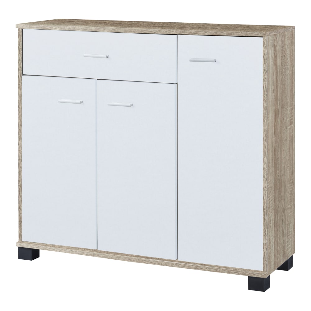 en casa Sideboard in Holzoptik 72 x 80 x 28 cm, in Naturfarbe und Weiß Weiß Spanplatte
