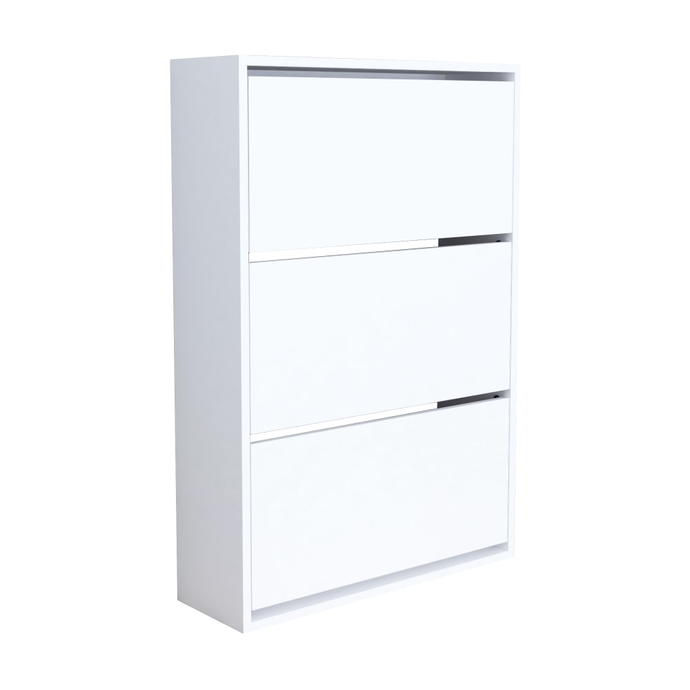 en casa Schuhschrank in Holzoptik 110 x 74 x 24 cm, in Weiß Weiß Spanplatte