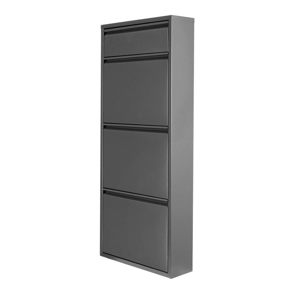 en casa Schuhschrank aus Metall 118 x 50 x 15 cm, in Grau Grau Metall