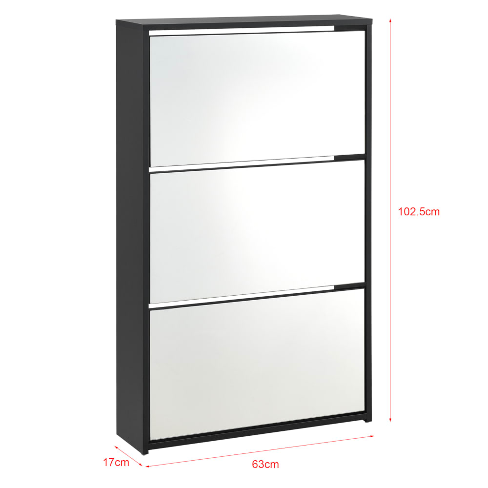 en casa Schuhschrank in Holzoptik 103 x 63 x 17 cm, in Schwarz Schwarz Spanplatte